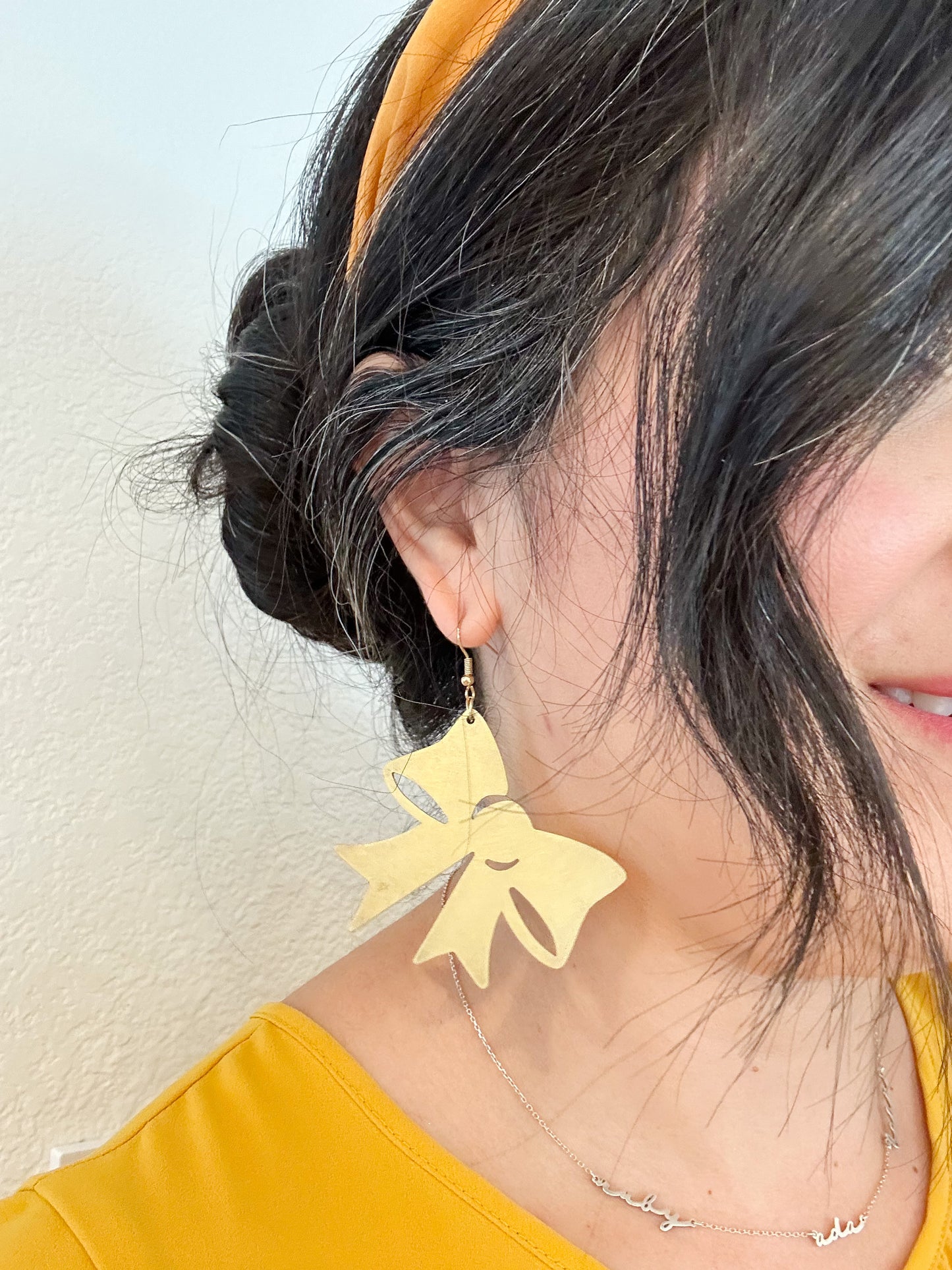 Brass Bow Earrings