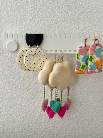 White Powder Coated Metal Earring Holder