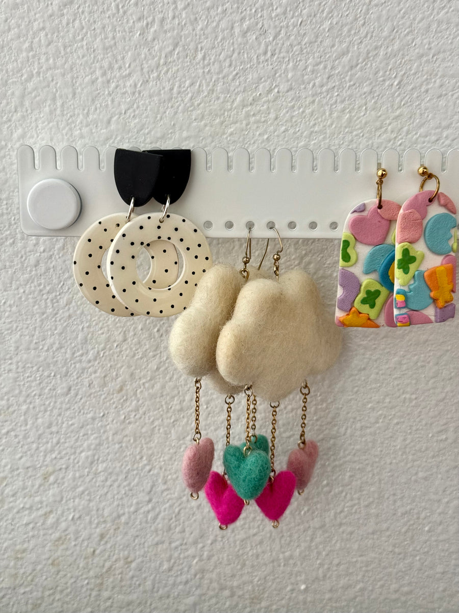 White Powder Coated Metal Earring Holder