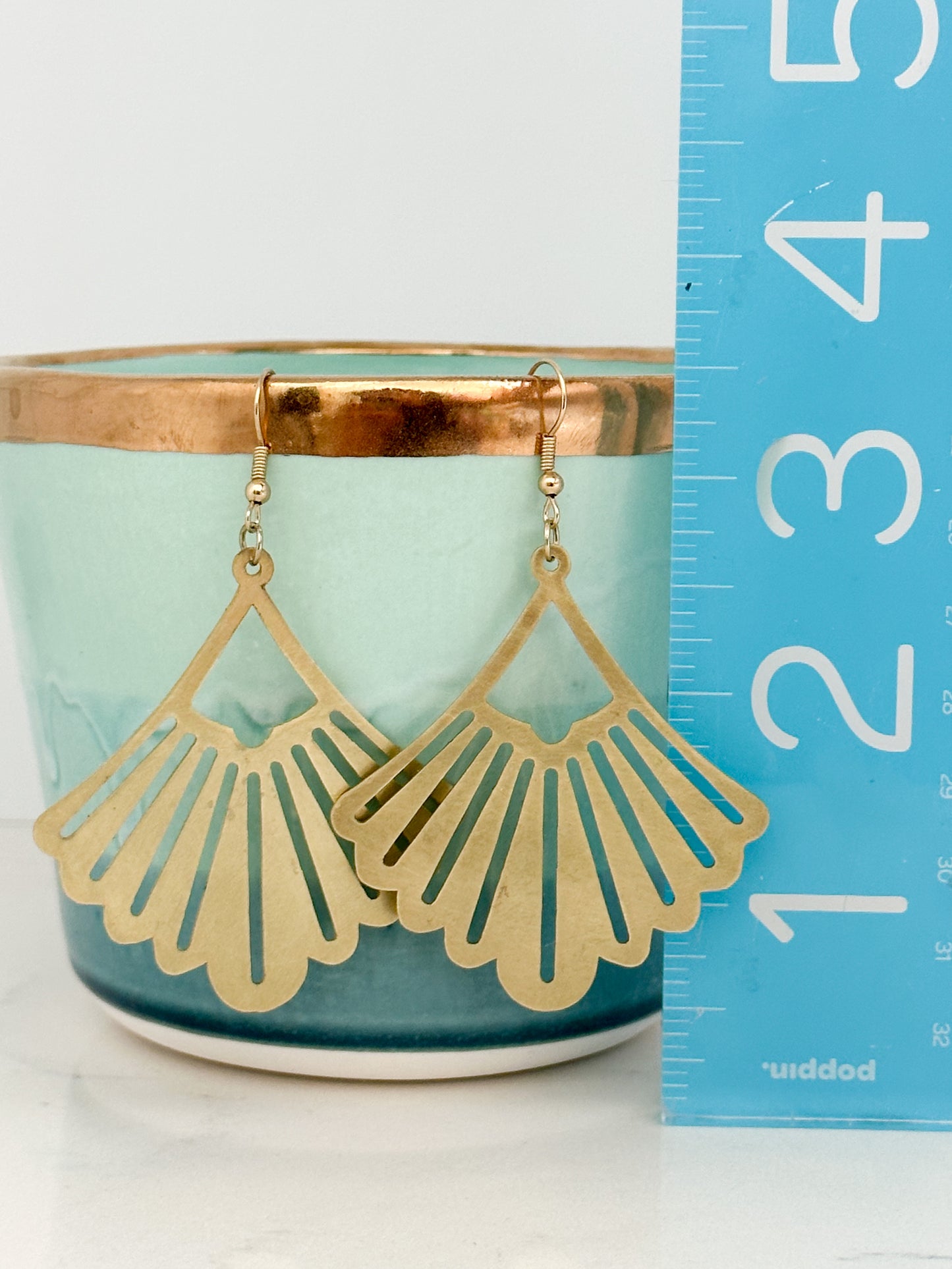 Brushed Brass Fan Earrings