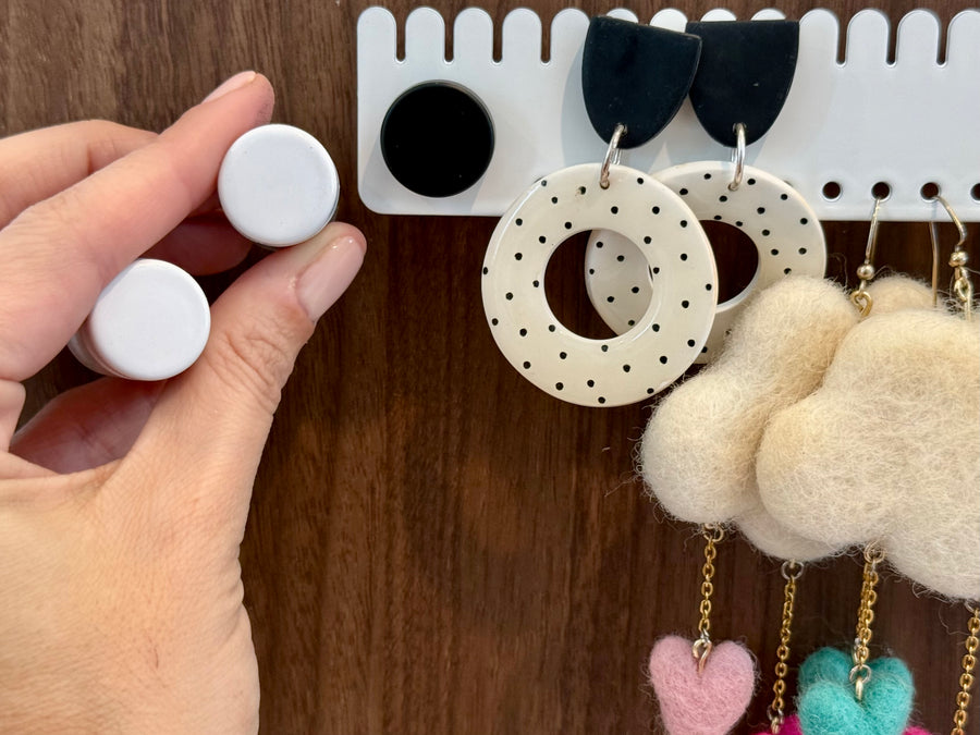 White Powder Coated Metal Earring Holder