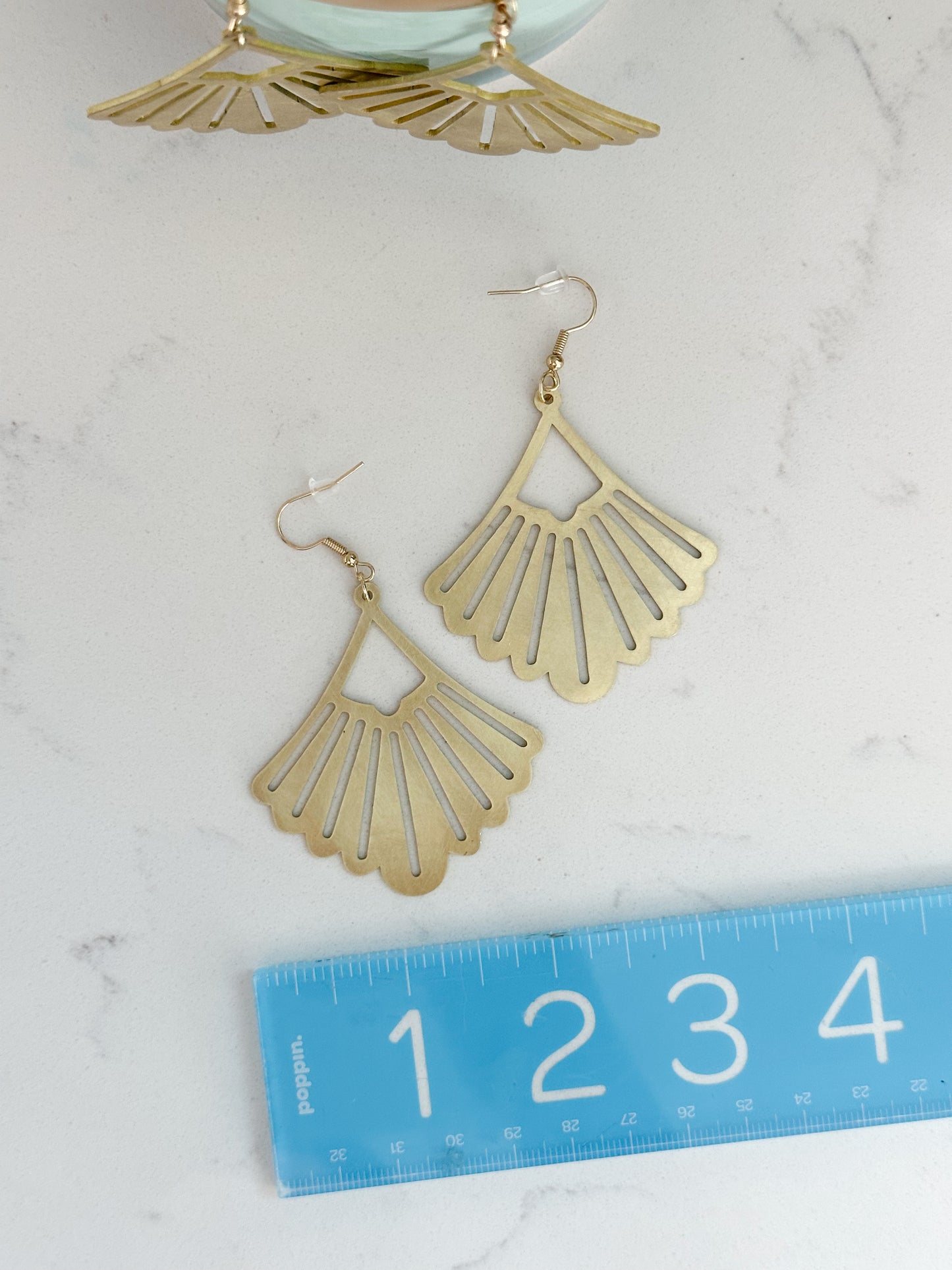 Brushed Brass Fan Earrings
