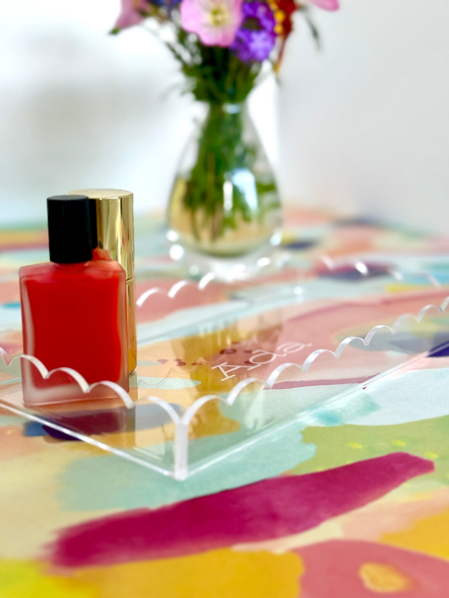 Personalized Clear Acrylic Scalloped Tray