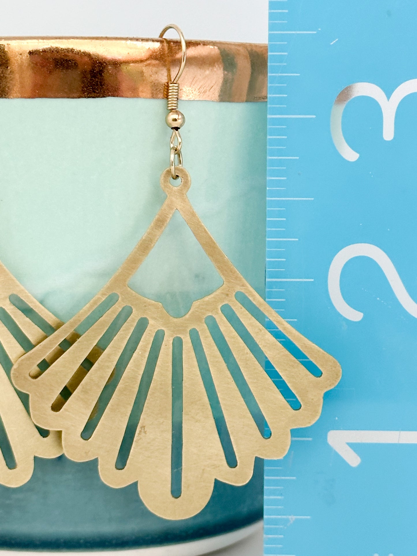 Brushed Brass Fan Earrings