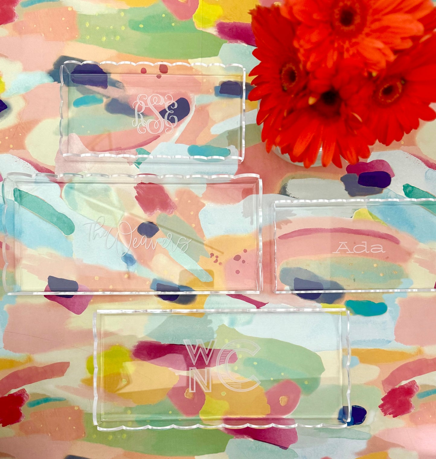 Personalized Clear Acrylic Scalloped Tray