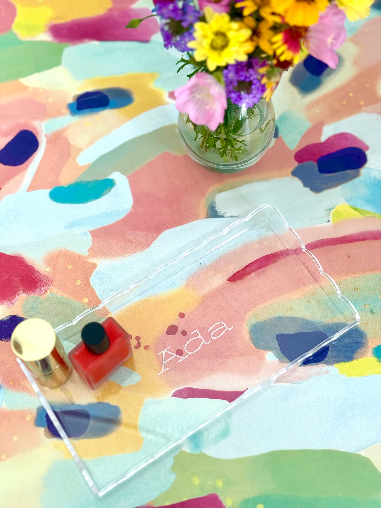 Personalized Clear Acrylic Scalloped Tray