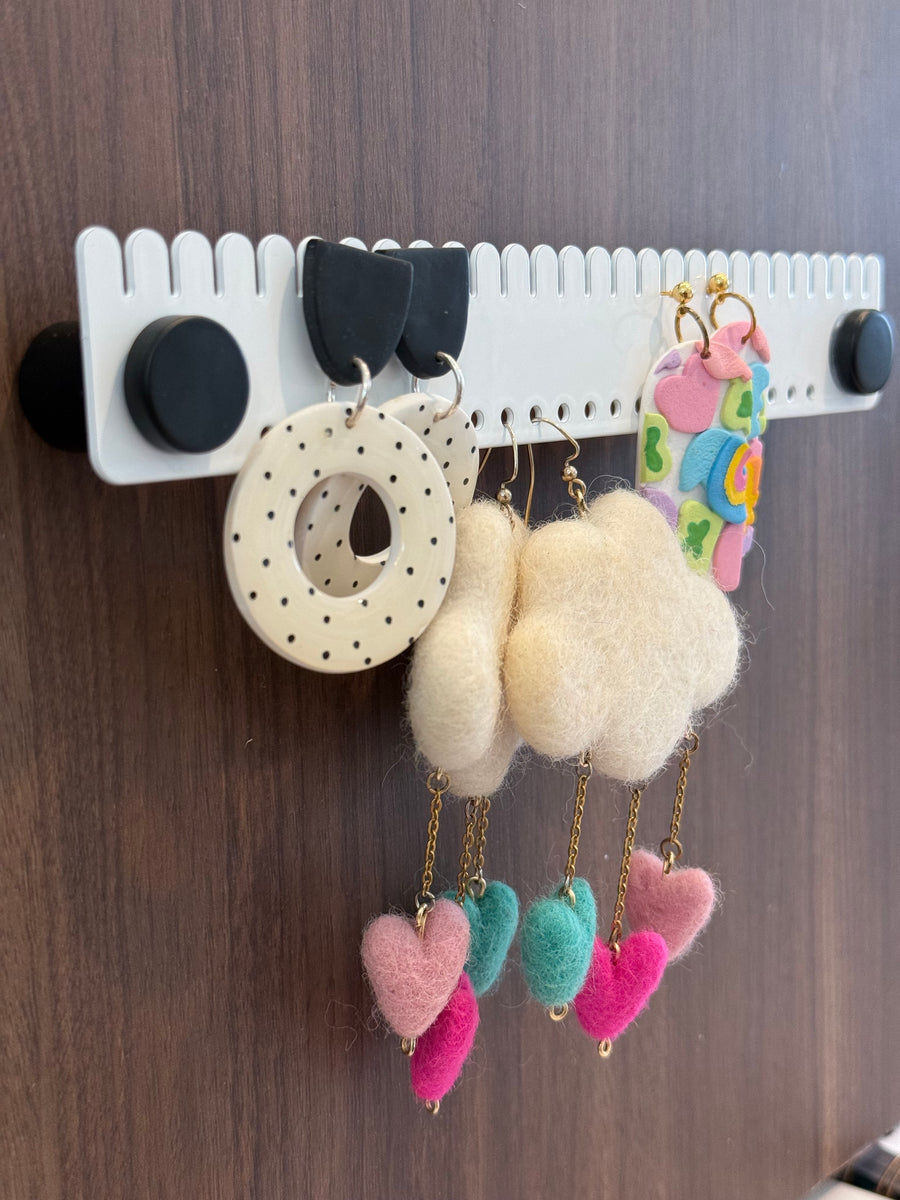 White Powder Coated Metal Earring Holder