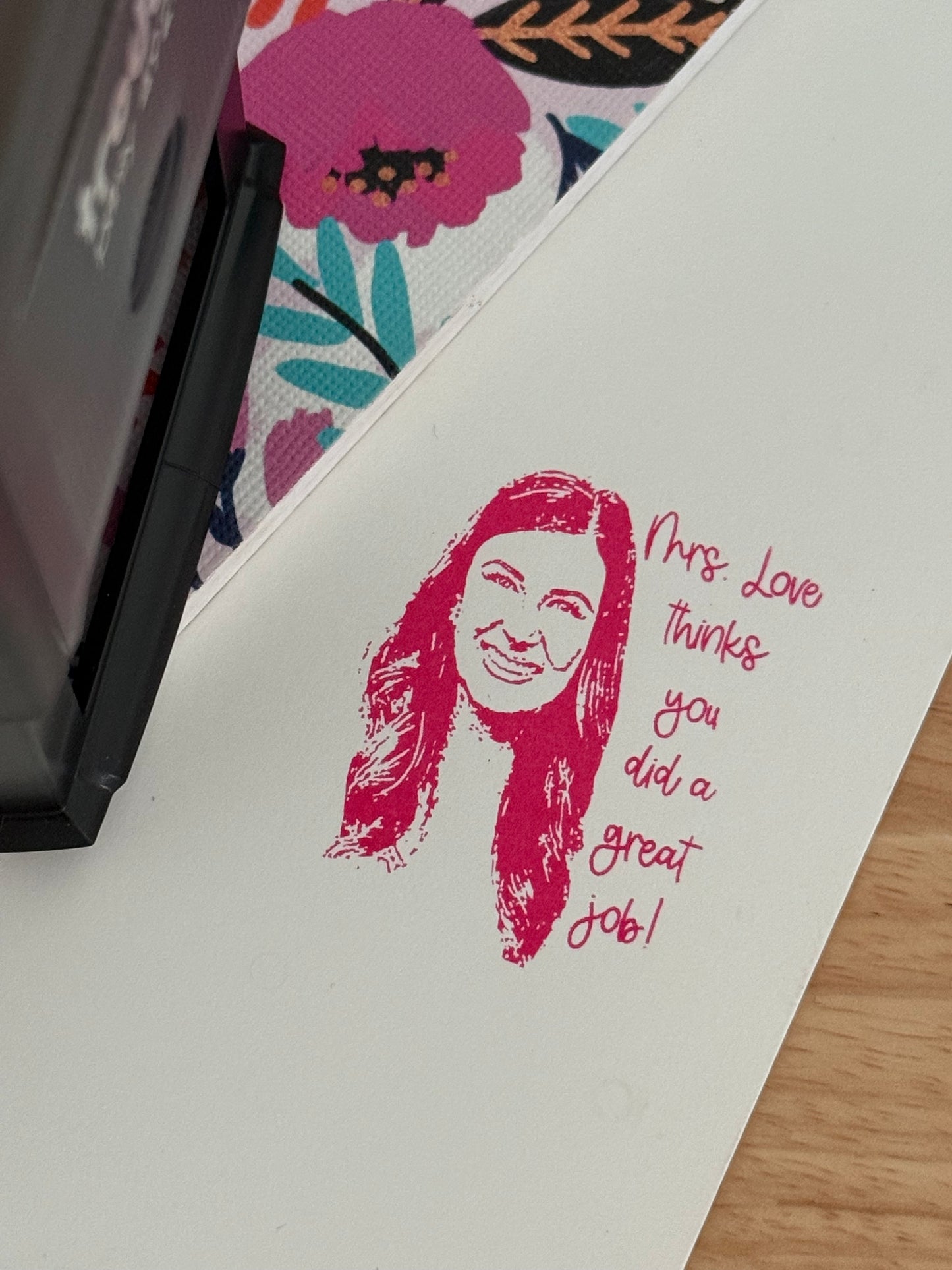 Customized Teacher Face Self Inking Stamp