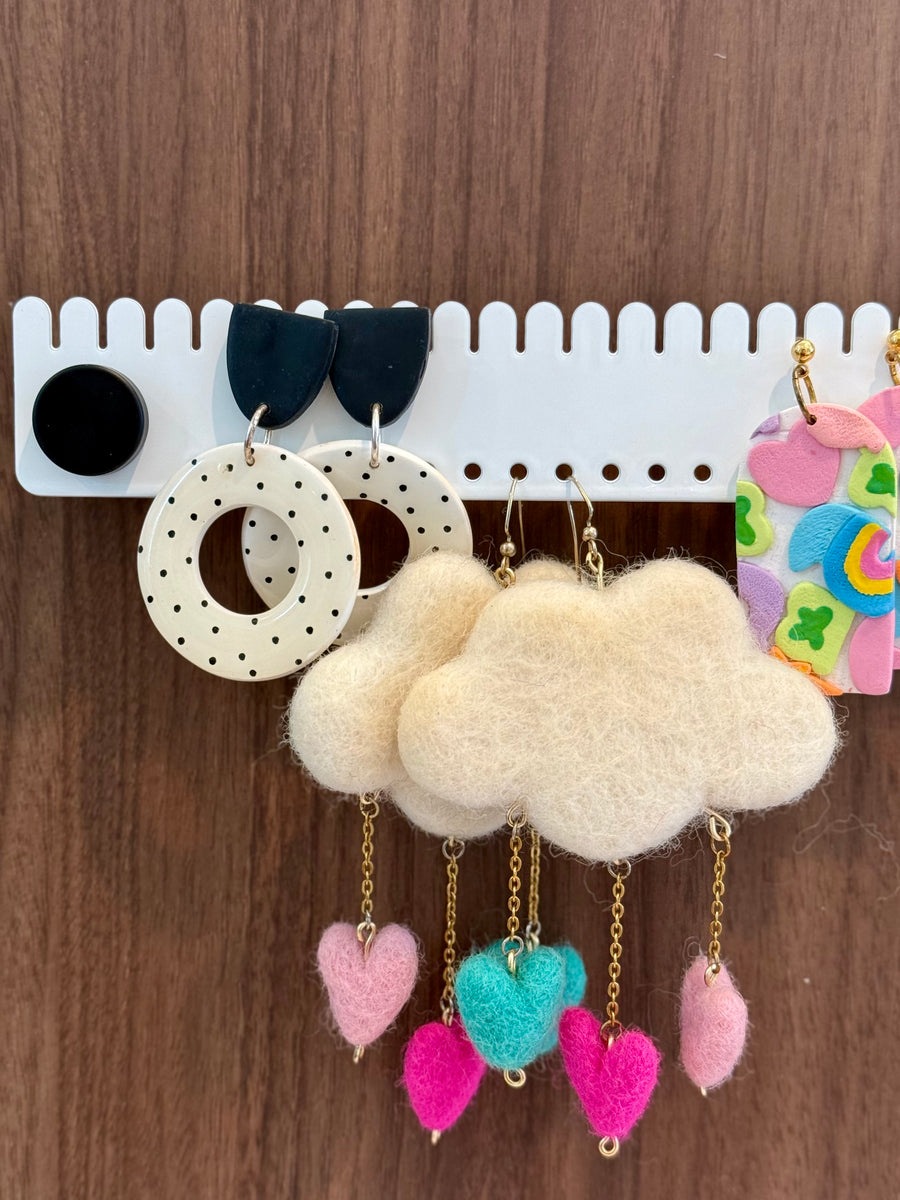 White Powder Coated Metal Earring Holder