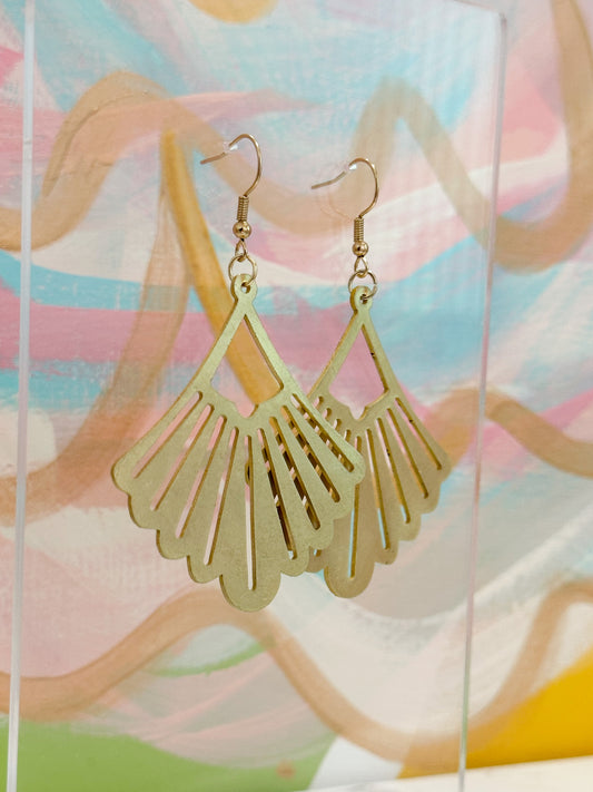 Brushed Brass Fan Earrings