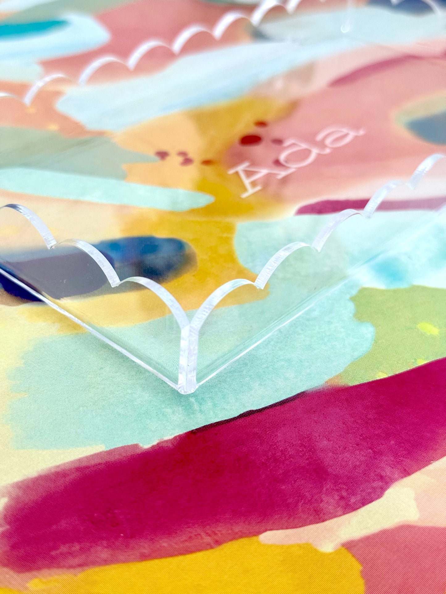 Personalized Clear Acrylic Scalloped Tray