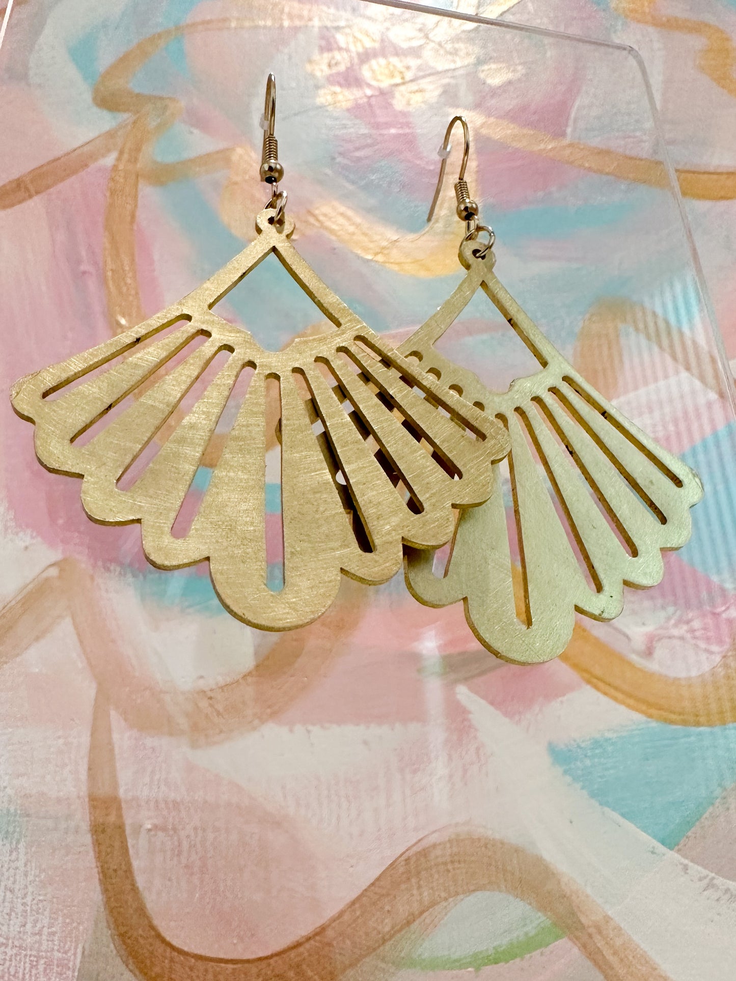 Brushed Brass Fan Earrings