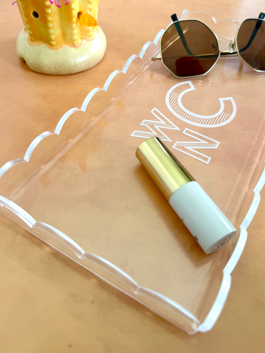 Personalized Clear Acrylic Scalloped Tray