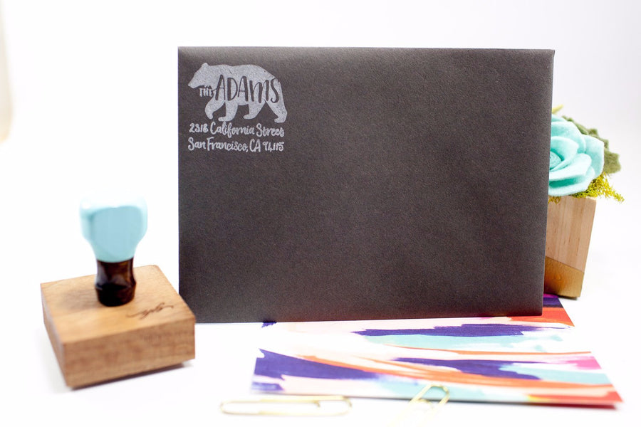 Grizzly Bear Address - Custom Rubber Stamps