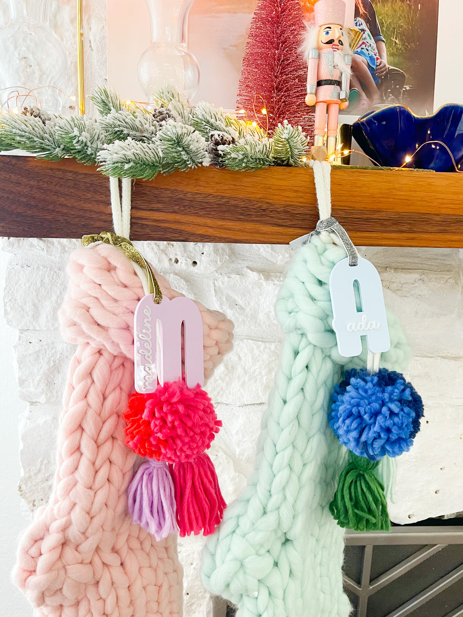 Pastel Christmas Stocking Tags – Yellow Bess