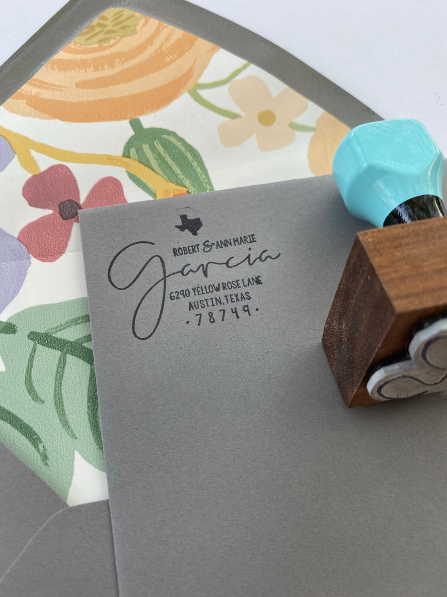Handwritten Script Address Stamp