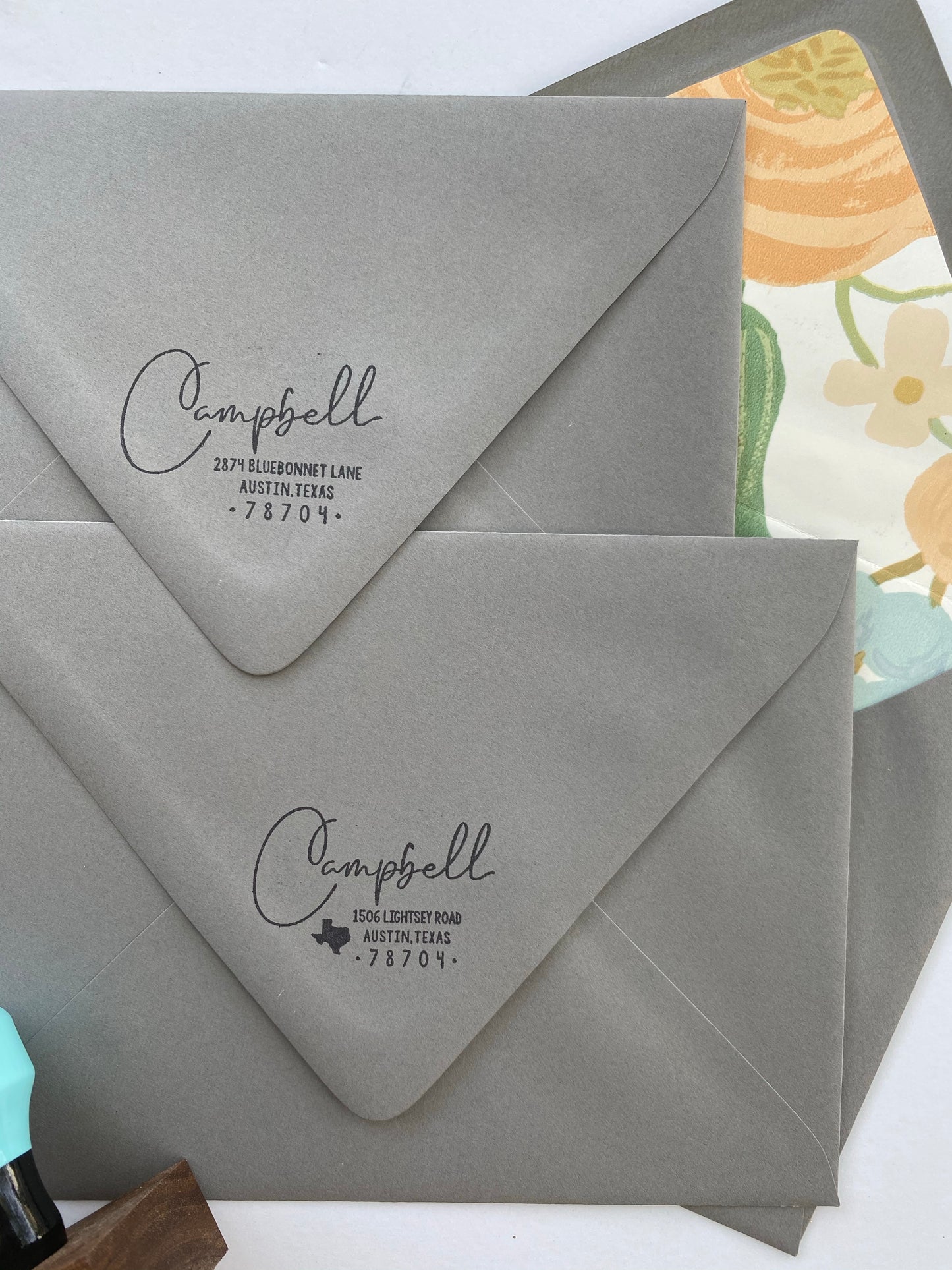 Handwritten Script Address Stamp